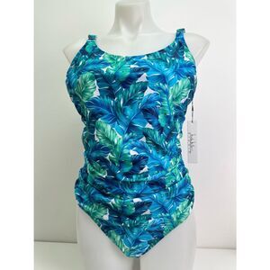 🔥 Nicole miller 1 pc swimsuit ruching sz 2X Women New